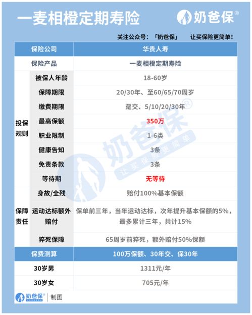 华贵一麦相橙定期寿险(互联网专属)评测与同类产品对比分析